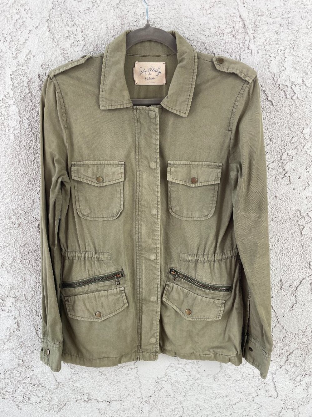 Lily Aldridge for Velvet Olive Green Military Utility Jacket Small Cotton Cargo